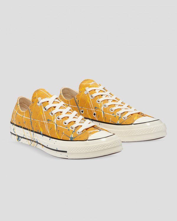 Converse Chuck 70 Archive Print Paint Splatter Gul Sko Danmark - Converse Lave Sneakers Dame - 24560